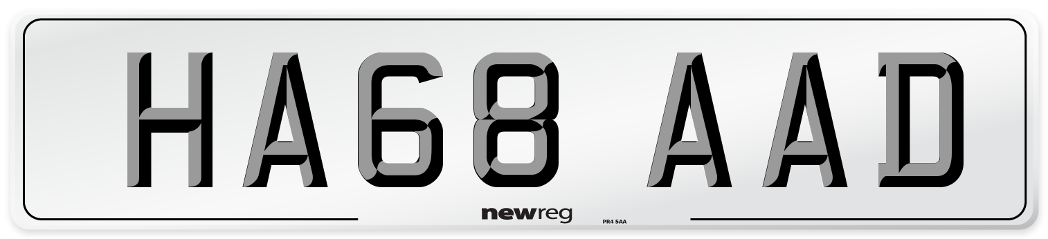 HA68 AAD Number Plate from New Reg